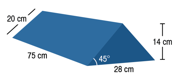 Long Wedge 45° - Covered Positioning Foam - 75 x 28 x 14 cm