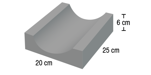 Head Support Channel Raw Foam, 25 x 20 x 6cm