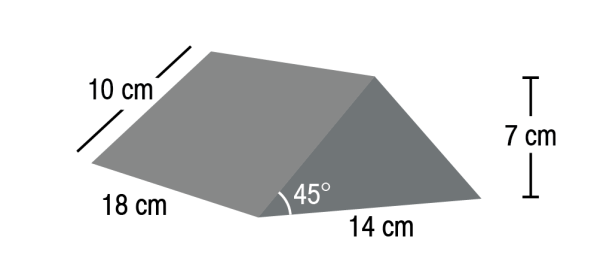 Small Wedge 45deg - Raw Foam - 18 x 14 x 10 cm
